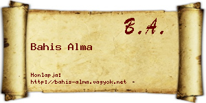 Bahis Alma névjegykártya